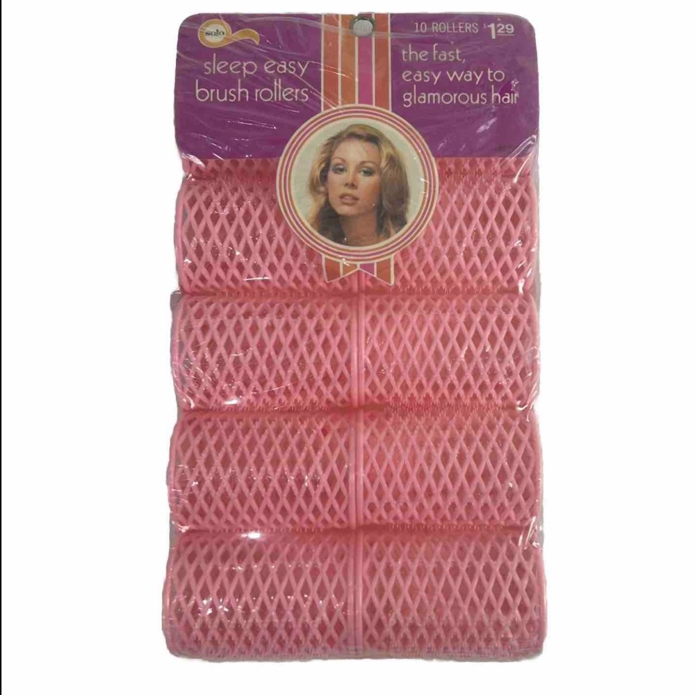Vintage 1970 Solo Sleep Easy Brush Rollers 10‎ Curlers New In Package